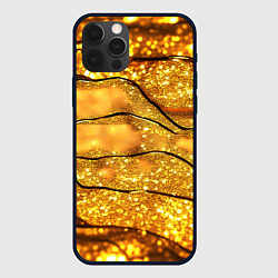 Чехол для iPhone 12 Pro Max Золотая текстура с блестками, цвет: 3D-черный
