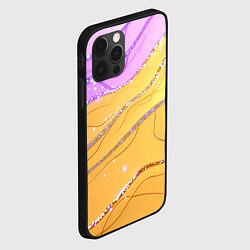 Чехол для iPhone 12 Pro Max Фиолетово-золотая текстура с блестяшками, цвет: 3D-черный — фото 2