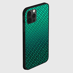 Чехол для iPhone 12 Pro Max Градиент текстурный бирюзовый с затемнением, цвет: 3D-черный — фото 2