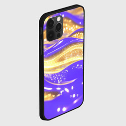 Чехол для iPhone 12 Pro Max Фиолетово-золотая жидкая текстура, цвет: 3D-черный — фото 2