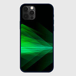 Чехол для iPhone 12 Pro Max Неоновая зеленая абстракция на черном фоне, цвет: 3D-черный