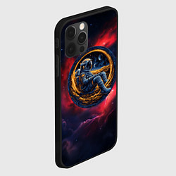 Чехол для iPhone 12 Pro Max Космонавт сидит в луне, цвет: 3D-черный — фото 2
