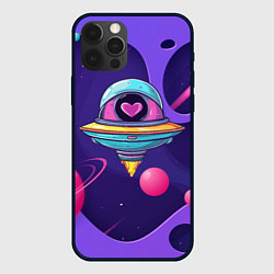 Чехол для iPhone 12 Pro Max Летающая тарелка с сердцем, цвет: 3D-черный