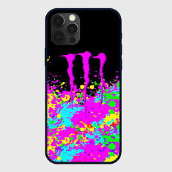 Чехол для iPhone 12 Pro Max Monster energy краски неоновые, цвет: 3D-черный