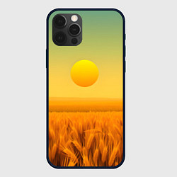 Чехол для iPhone 12 Pro Max Закат над пшеничным полем, цвет: 3D-черный