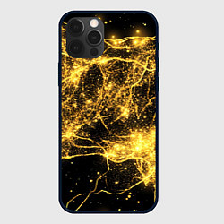 Чехол для iPhone 12 Pro Max Золотистая паутина на черном фоне текстура, цвет: 3D-черный