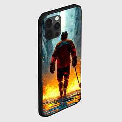 Чехол для iPhone 12 Pro Max Хоккеист в огне, цвет: 3D-черный — фото 2