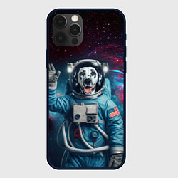Чехол для iPhone 12 Pro Max Далматинец бравый космонавт - нейроарт, цвет: 3D-черный