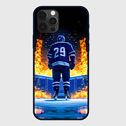 Чехол для iPhone 12 Pro Max Хоккеист в огне, цвет: 3D-черный