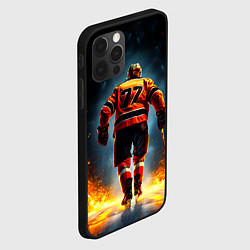 Чехол для iPhone 12 Pro Max Хоккеист в огне, цвет: 3D-черный — фото 2