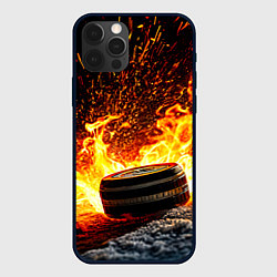 Чехол для iPhone 12 Pro Max Шайба в огне, цвет: 3D-черный