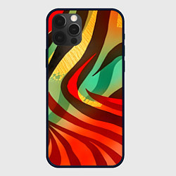 Чехол для iPhone 12 Pro Max Жаркая полосатая абстракция, цвет: 3D-черный