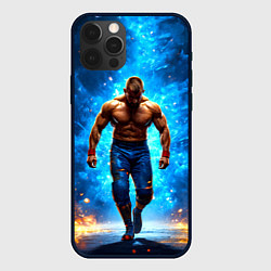 Чехол для iPhone 12 Pro Max Реслер в огне, цвет: 3D-черный