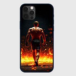 Чехол для iPhone 12 Pro Max Боксер и огонь, цвет: 3D-черный