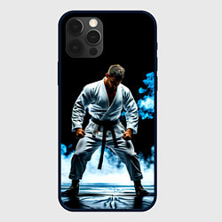 Чехол для iPhone 12 Pro Max Боец джиу-джитсу в дыму, цвет: 3D-черный
