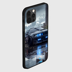 Чехол для iPhone 12 Pro Max BMW синие фары дождливая погода, цвет: 3D-черный — фото 2