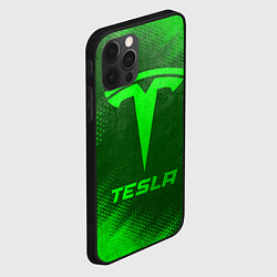 Чехол для iPhone 12 Pro Max Tesla - green gradient, цвет: 3D-черный — фото 2