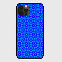 Чехол для iPhone 12 Pro Max Сине-голубой геометичный узор, цвет: 3D-черный