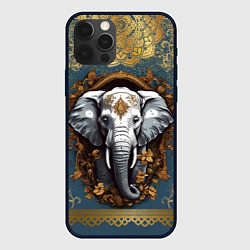 Чехол для iPhone 12 Pro Max Слон лотос и золотая мандала, цвет: 3D-черный