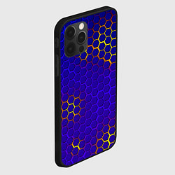 Чехол для iPhone 12 Pro Max Неоновые соты броня, цвет: 3D-черный — фото 2
