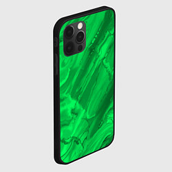 Чехол для iPhone 12 Pro Max Зелёный малахитовый абстракция камень, цвет: 3D-черный — фото 2