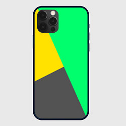 Чехол для iPhone 12 Pro Max Жёлто-серо-зелёный трёхцветный, цвет: 3D-черный