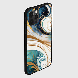 Чехол для iPhone 12 Pro Max Аквамарин и оранж узор с завитками, цвет: 3D-черный — фото 2