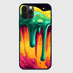 Чехол для iPhone 12 Pro Max Зелено-оранжевая клякса, цвет: 3D-черный
