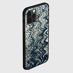 Чехол для iPhone 12 Pro Max Бело-синий искажённые абстрактные линии, цвет: 3D-черный — фото 2
