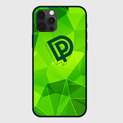 Чехол для iPhone 12 Pro Max Deep Purple green poly, цвет: 3D-черный