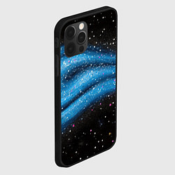 Чехол для iPhone 12 Pro Max Синяя абстрактная текстура на черном, цвет: 3D-черный — фото 2