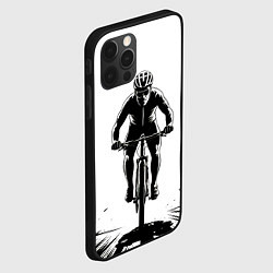 Чехол для iPhone 12 Pro Max Велосипедист чб, цвет: 3D-черный — фото 2