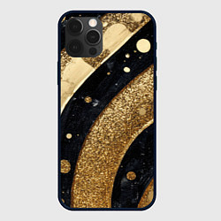 Чехол для iPhone 12 Pro Max Выпуклая золотая текстура на черном, цвет: 3D-черный
