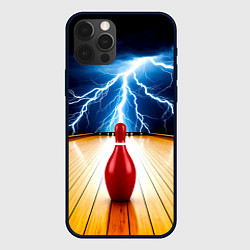Чехол для iPhone 12 Pro Max Кегля для боулинга и молния, цвет: 3D-черный