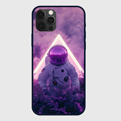 Чехол для iPhone 12 Pro Max Космонавт в фиолетовом поле, цвет: 3D-черный