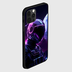Чехол для iPhone 12 Pro Max Космонавт и фиолетовый космос, цвет: 3D-черный — фото 2