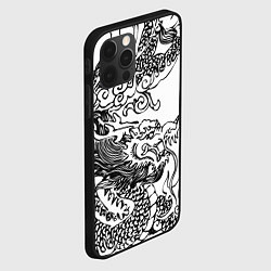 Чехол для iPhone 12 Pro Max Татуировка дракона на белом, цвет: 3D-черный — фото 2
