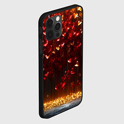 Чехол для iPhone 12 Pro Max Красные и золотые сердечки текстура, цвет: 3D-черный — фото 2