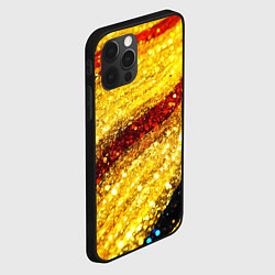 Чехол для iPhone 12 Pro Max Золотая блестящая текстура с красной полоской, цвет: 3D-черный — фото 2