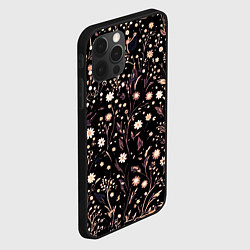 Чехол для iPhone 12 Pro Max Чёрно-фиолетовый цветочный, цвет: 3D-черный — фото 2