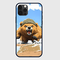 Чехол для iPhone 12 Pro Max Медведь бежит среди волн, цвет: 3D-черный