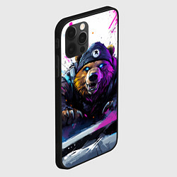 Чехол для iPhone 12 Pro Max Злой медведь и краски, цвет: 3D-черный — фото 2