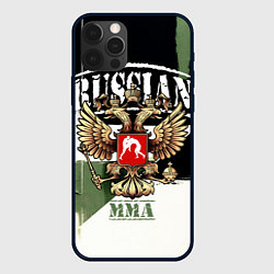 Чехол для iPhone 12 Pro Max Русский ММА на фоне герба России, цвет: 3D-черный
