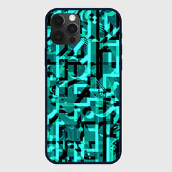Чехол для iPhone 12 Pro Max Неоновый голубой объёмный эффект, цвет: 3D-черный