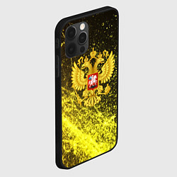 Чехол для iPhone 12 Pro Max Герб России - черно-золотой фон, цвет: 3D-черный — фото 2