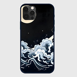 Чехол для iPhone 12 Pro Max Японские волны и луна, цвет: 3D-черный