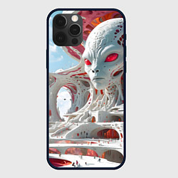 Чехол для iPhone 12 Pro Max Инопланетный белый город, цвет: 3D-черный
