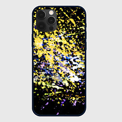 Чехол для iPhone 12 Pro Max Желто синяя краска на черном, цвет: 3D-черный