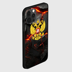 Чехол для iPhone 12 Pro Max Герб России на фоне объемных плит, цвет: 3D-черный — фото 2