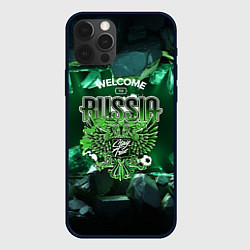 Чехол для iPhone 12 Pro Max Russia - зеленые кристаллы, цвет: 3D-черный
